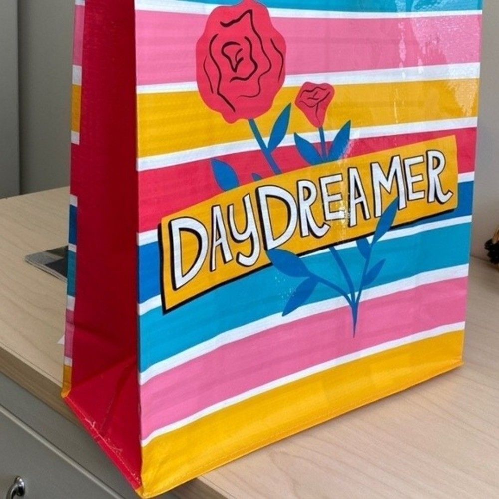 Daydreamer flowers Reusable Tote Bag strap Colorful Eco friendly open ca…